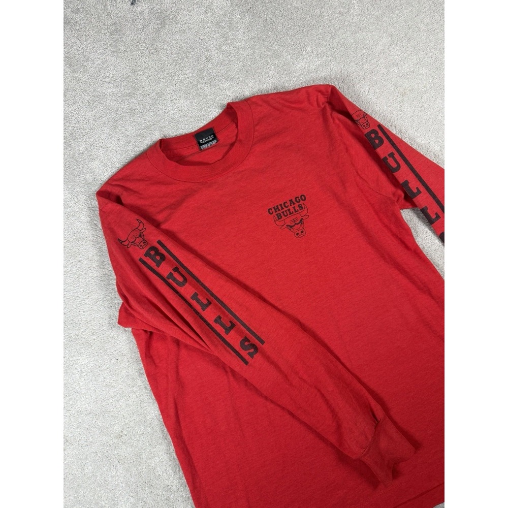 Vintage 90s Chicago Bulls Single Stitch L/S T-Shirt NBA Basketball L Made In USA